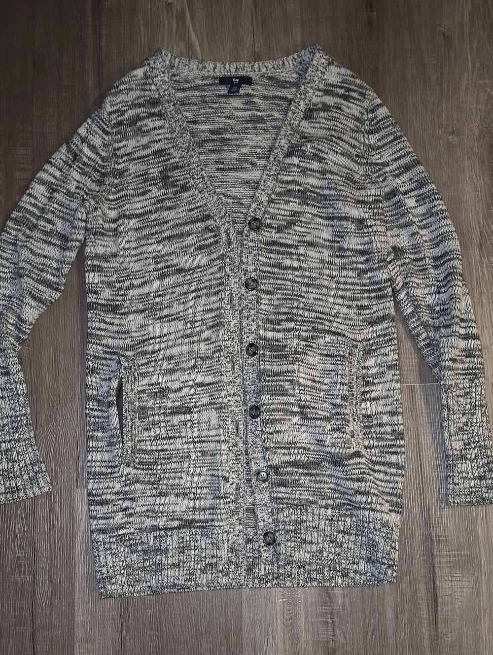 GAP Marled Gray Button-Front Cardigan Sweater